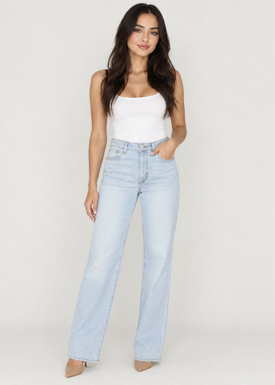 EUC FRAME Le Sleek Straight Ankle High Rise Jeans Float Size 23